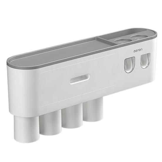 Toothbrush Holder Space Saving Cup Upside Down Punch-free Toothbrush Holder Stand with Mouthwash Cup for Home