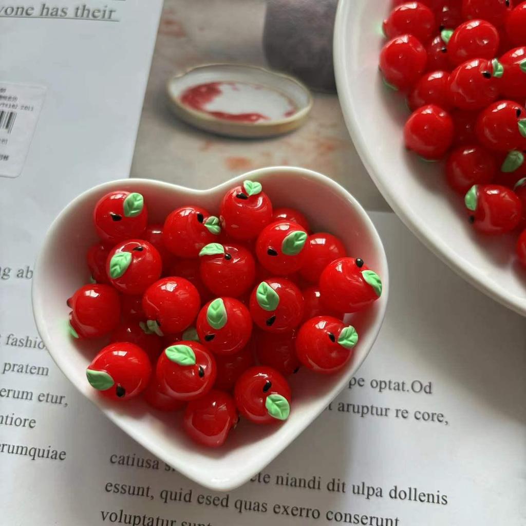 Roter & Grüner Apfel Harz Schlüsselanhänger: 3D Fruchtsimulation DIY Handgefertigtes Schmuckzubehör