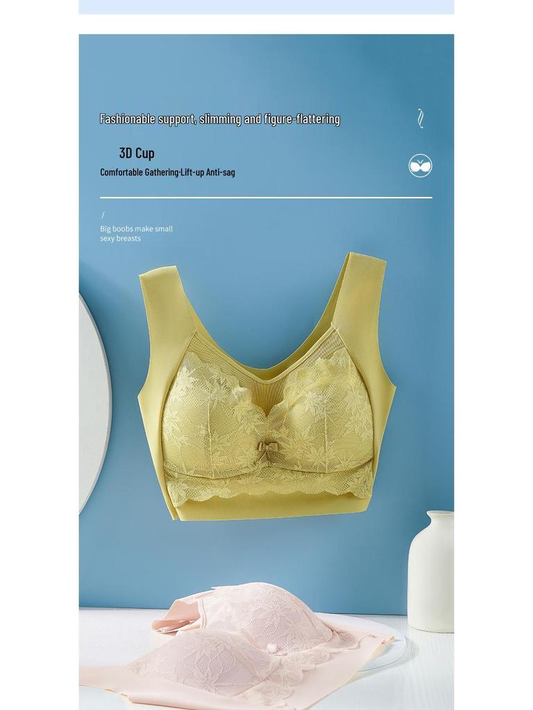 Spets Mesh Sömlös Väst-Stil Bygellös Plus Size BH med Vacker Ryggdesign