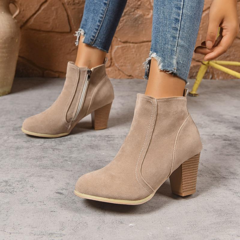 Fall/Winter 2025 British Block Heel Booties Women High Heel High Heel Women Single Boots