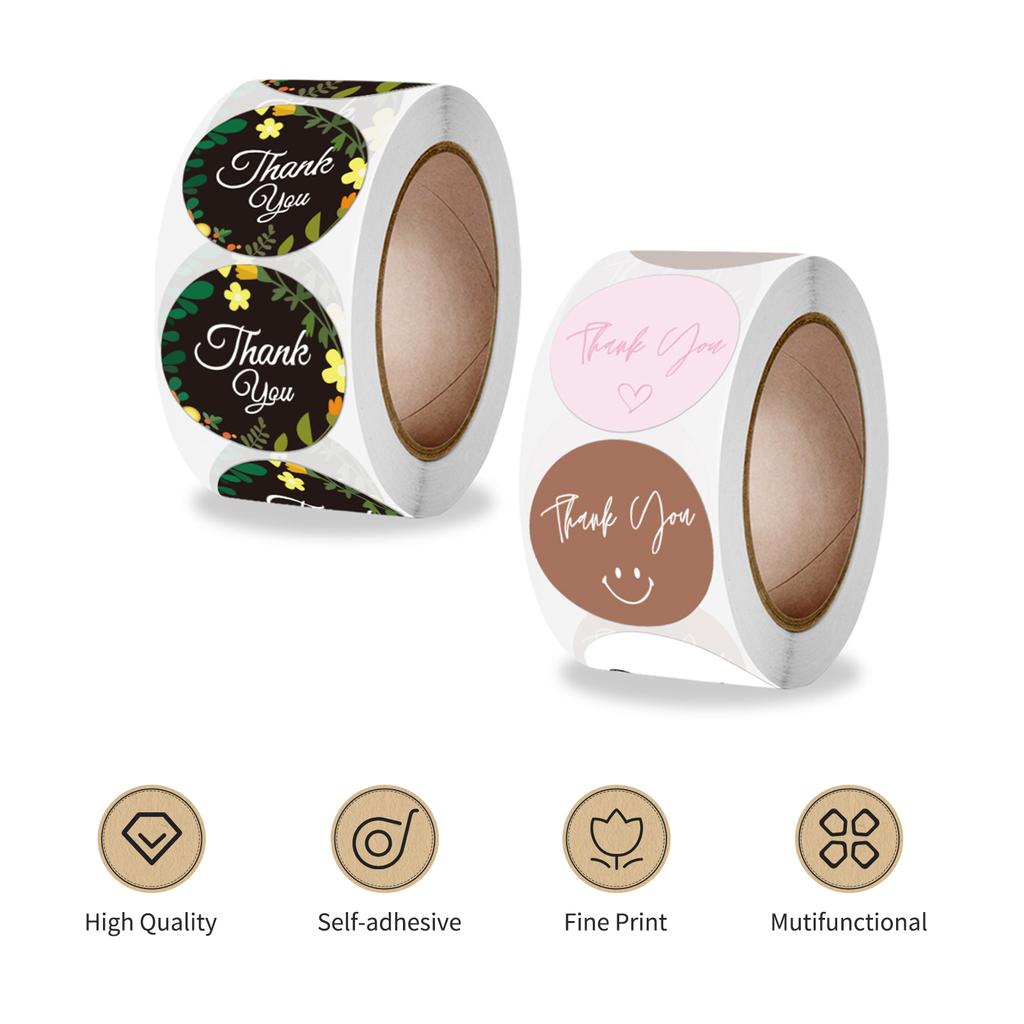 1-calowa naklejka z podziękowaniami Kwiaty Kwiatowa dekoracyjna naklejka 500 arkuszy/rolka do scrapbookingu