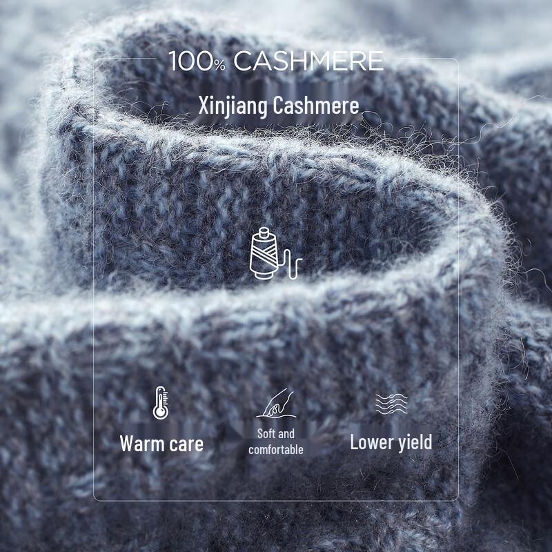 Komong Boca Men's Thickened 100% Cashmere Round Neck Knit Sweater