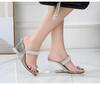 2023 Pearl Slope Heel New Sexy Crystal Transparent High Heels Glass Rhinestone Slope Heel Sandals Female LFD