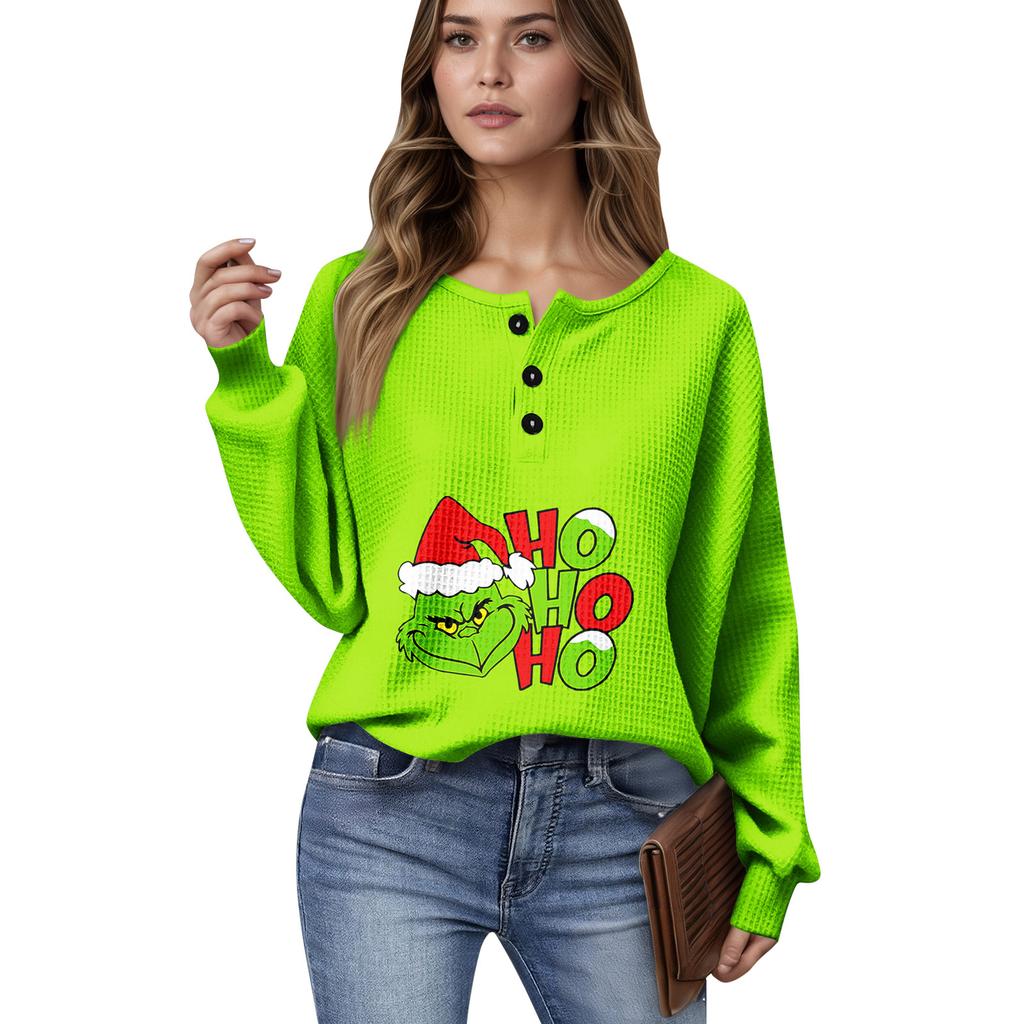 Dame Casual Skjorter Langermet Topper Knepping V-hals Løs Strikk Høstfavoritter For Kvinner