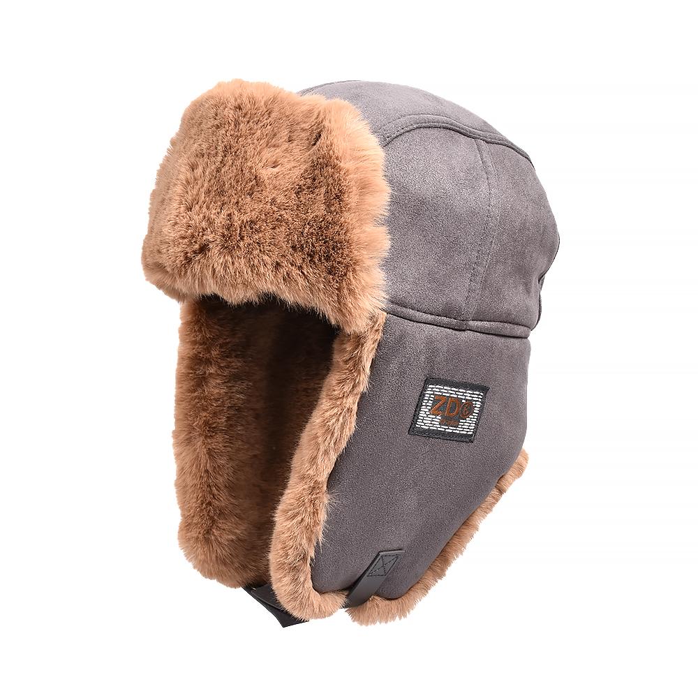 Winter Earflap Bomber Hats Cotton Lamb Hair Ear Protectors Russian Cap Plush Thicken Windproof Mountaineering Ski Snow Headwear