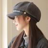 Vintage British Style Belt Buckle Octagonal Hat Women's Autumn New Painter Hat Beret