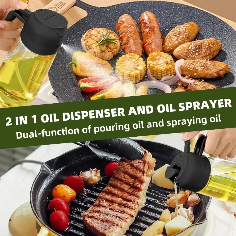 Sticlă Dispenser Ulei de Măsline 2 în 1 500 ml Pulverizator de Ulei din Plastic pentru Ulei de Gătit Rezervor Pulverizare Ulei BBQ Copt Picnic Ustensile de Bucătărie pentru Acasă