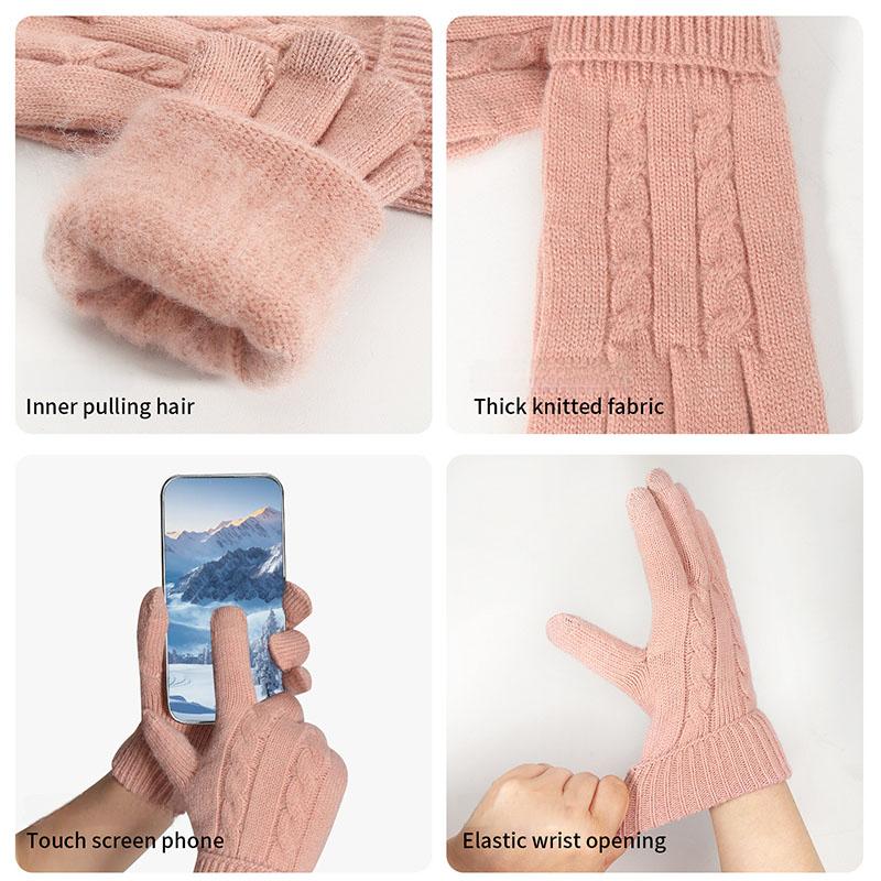 Damen Winterhandschuhe Warme Acrylstrick Reiten Büro Kaltes Wetter Warmer Handschutz Mehrfarbig