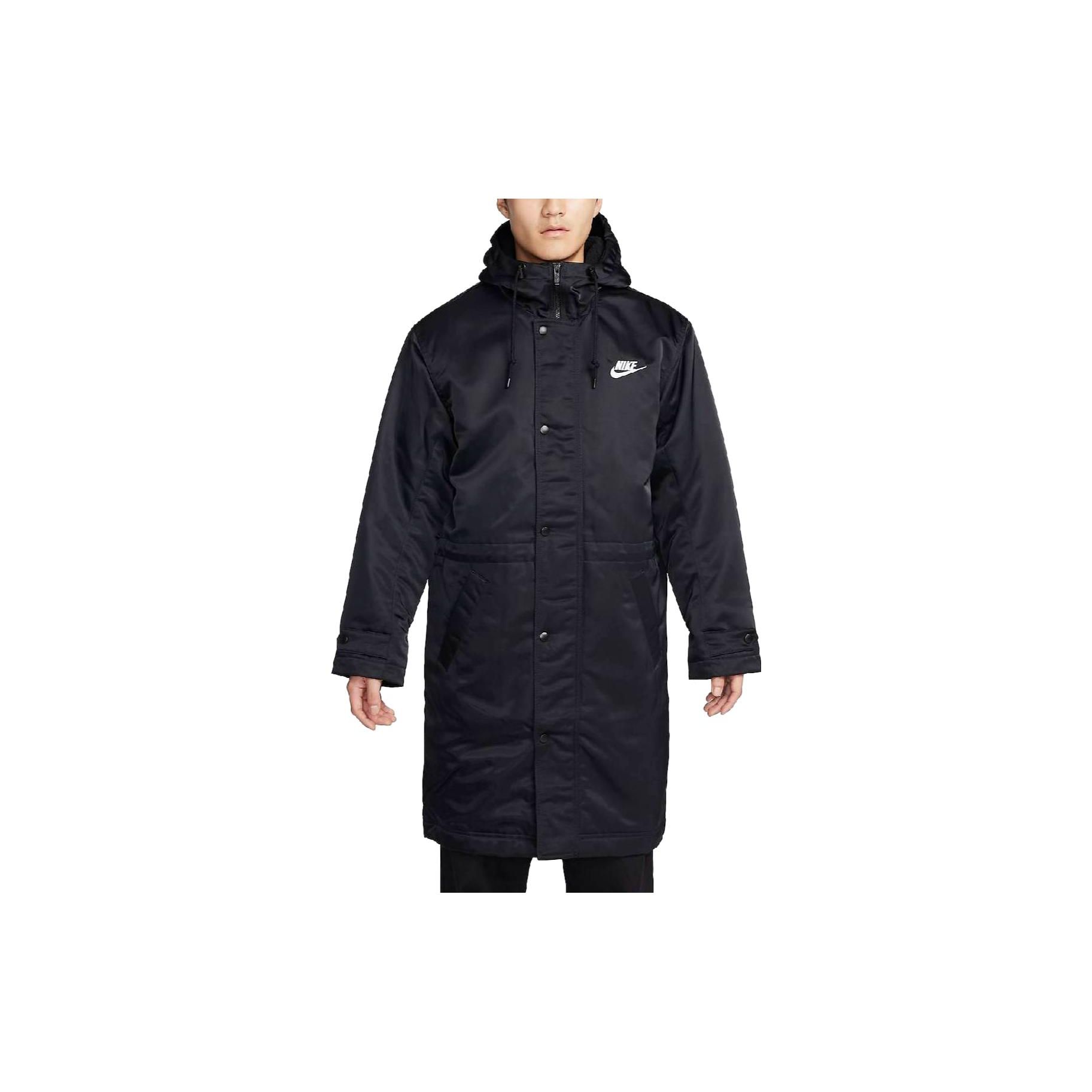 

Мужское пальто Nike с вышивкой логотипа буквы B, с капюшоном, средней длины, с длинным рукавом, черное FB7321-010 XXL