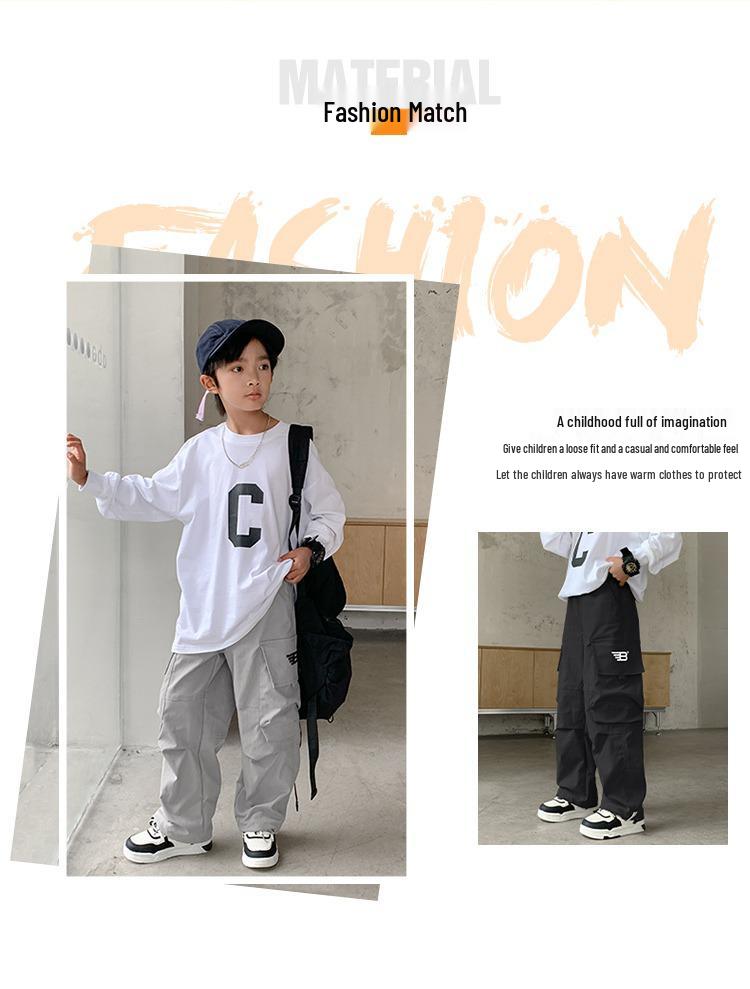 Trendige Cargo-Hosen für Jungen für Frühling und Herbst 2025, stilvolle Freizeitkleidung für Kinder