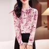 Printed double crepe silk shirt women's long sleeves new temperament trendy mulberry silk retro button-up top