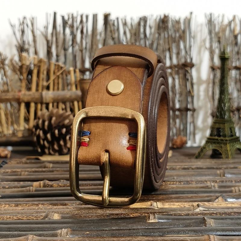 

Мужской ремень из итальянской коровьей кожи первого слоя, ширина 3,8 см, утолщенный, класса А, с пряжкой-штифтом, универсальный, в американском ретро-стиле 100cm