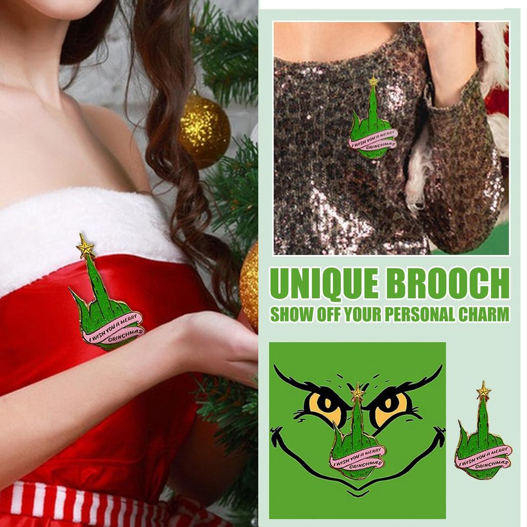 Stealing The Christmas Character's Finger Brooch With Star , Christmas Decorations, Brooch Decorations With Stars, Christmas Gifts