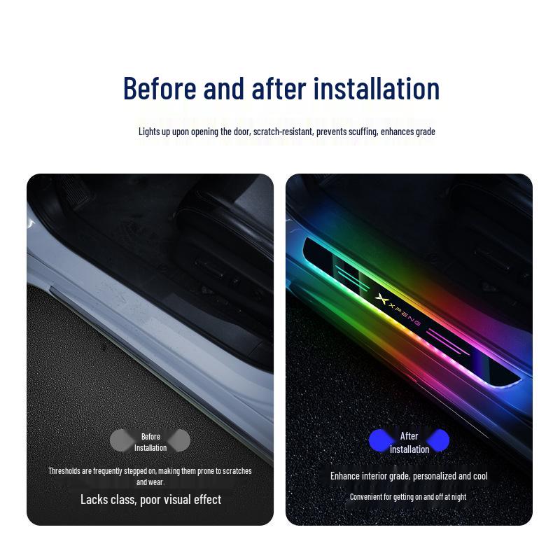 XPeng Car Luminous Door Sill Light - No Wiring Needed, Colorful LED Ambient Welcome Lights
