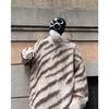 Men's Japanese Retro Cool Striped Mink Velvet Sweater – Round Neck, Casual Knitwear for Autumn/Winter.