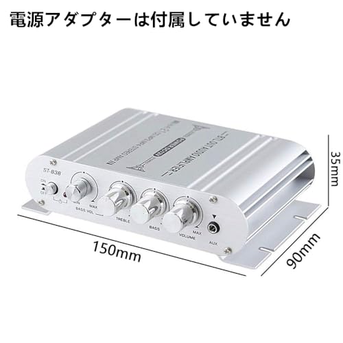 ZPZGOG 2.1ch Compact Audio Amplifier, 20W + 20W + 40W Output, Subwoofer Compatible, Hi-Fi Stereo, 2.1ch Power Digital Amplifier, High-Heat Dissipation