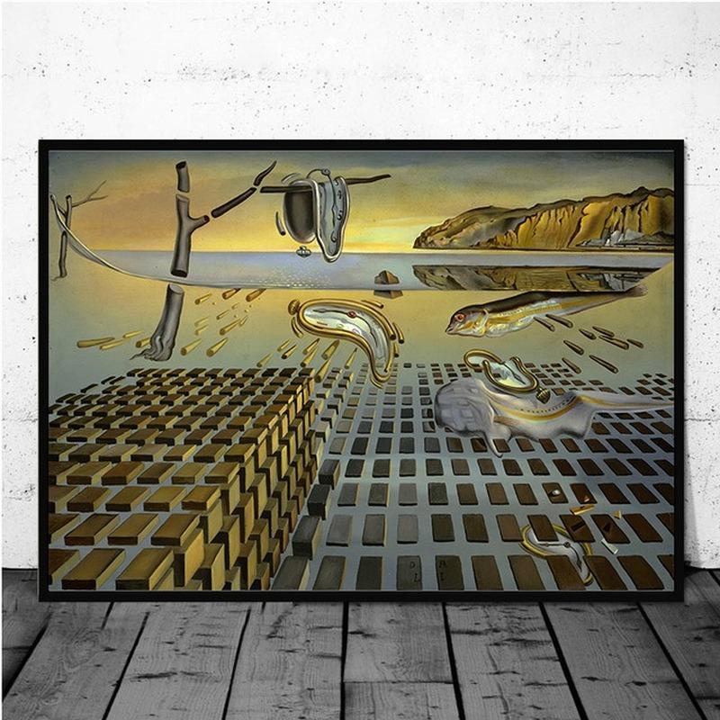 

Salvador Dali Surrealism Wall Art Picture Canvas Painting Retro Quadro Posters and Print for Living Room Home Decor Cuadros 60X90cm No frame синій/білий