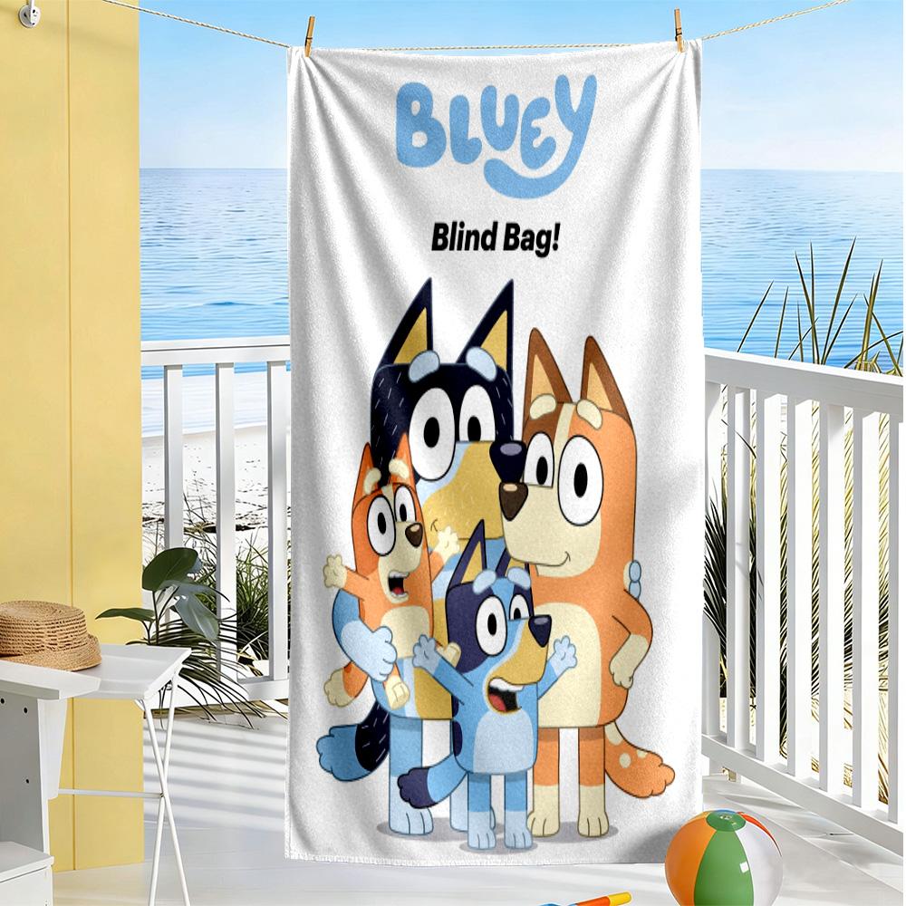 Bluey's Adventure Beach Towel Quick-Dry Soft Microfiber Comfortable Lightweight Suitable for Sports, Travel, Swimming, Yoga, Bathroom, Beach, And Pool