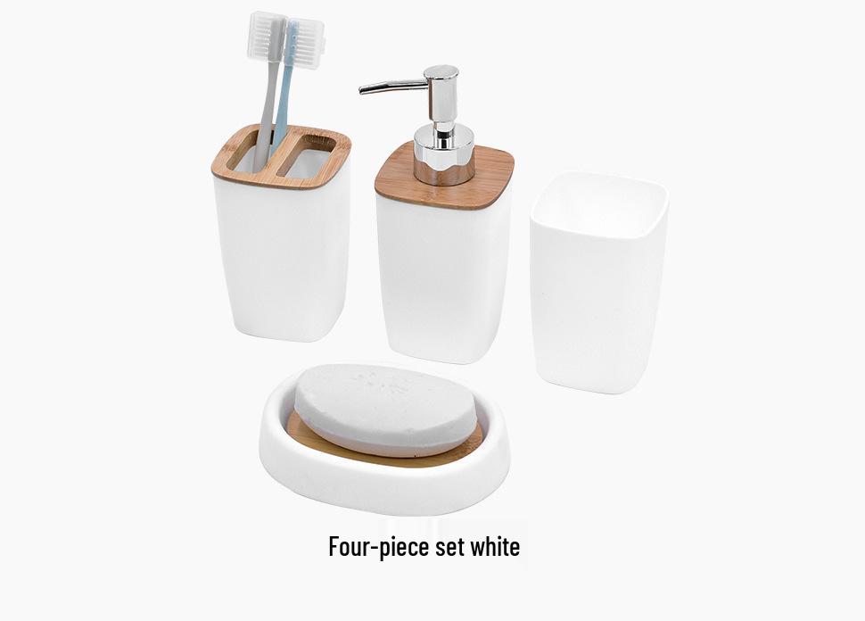 Badezimmerzubehör-Set: Lotionflasche, Tablett, Mülleimer, Toilettenbürste, Verzierungen
