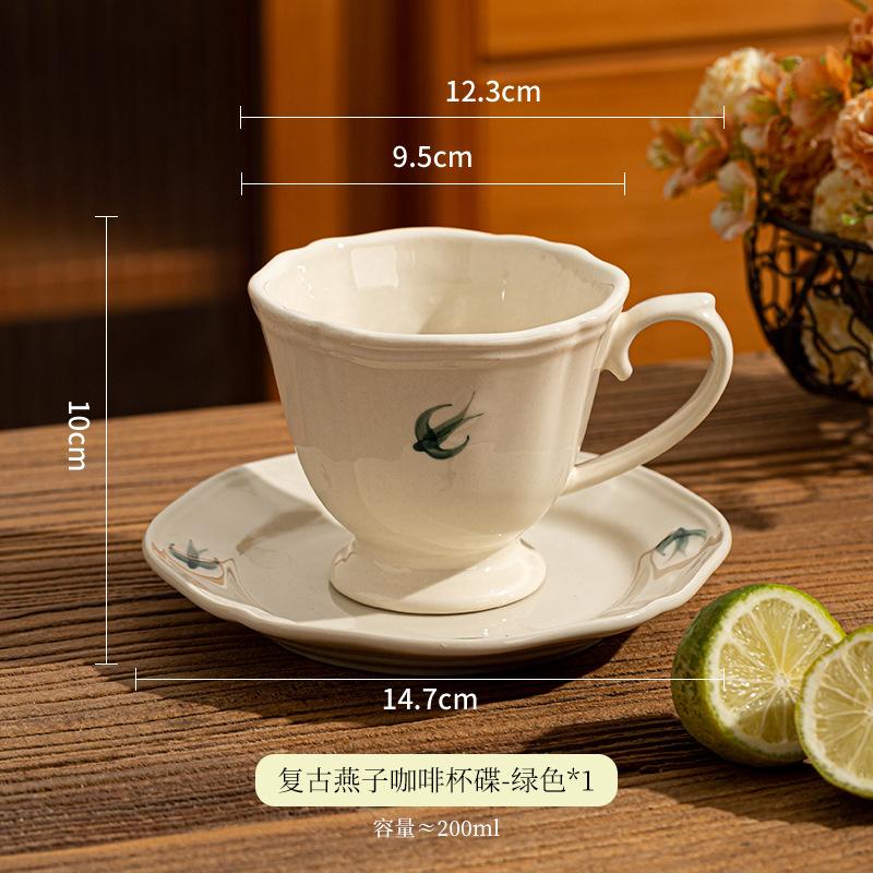 

200ML Porcelain coffee cup French Afternoon Tea Mugs Drinkware Retro Relief Swallow Coffee Cup Floral Cups Ceramic Mug 200ml