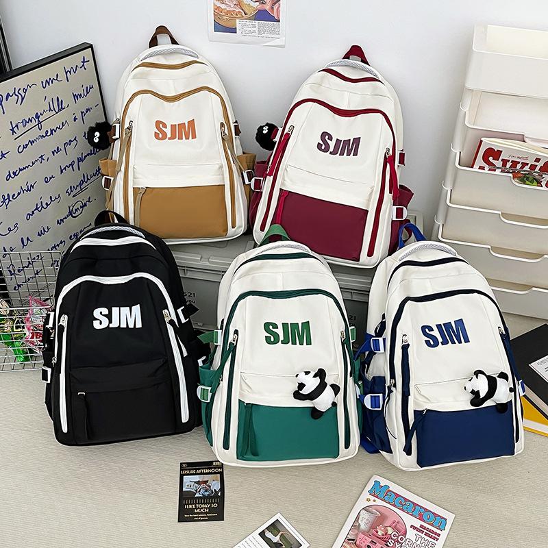 Backpack for College Students, Fashionable Color-blocking Backpack with Large Capacity