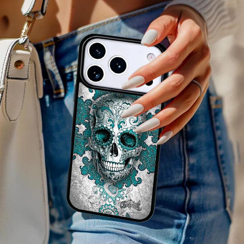 

Mexican Sugar Skull Protective Phone Case For iPhone 17 Air 14 15 13 12 Max Cover For Apple 16e 11 Pro Max Plus Coque iPhone 13pro