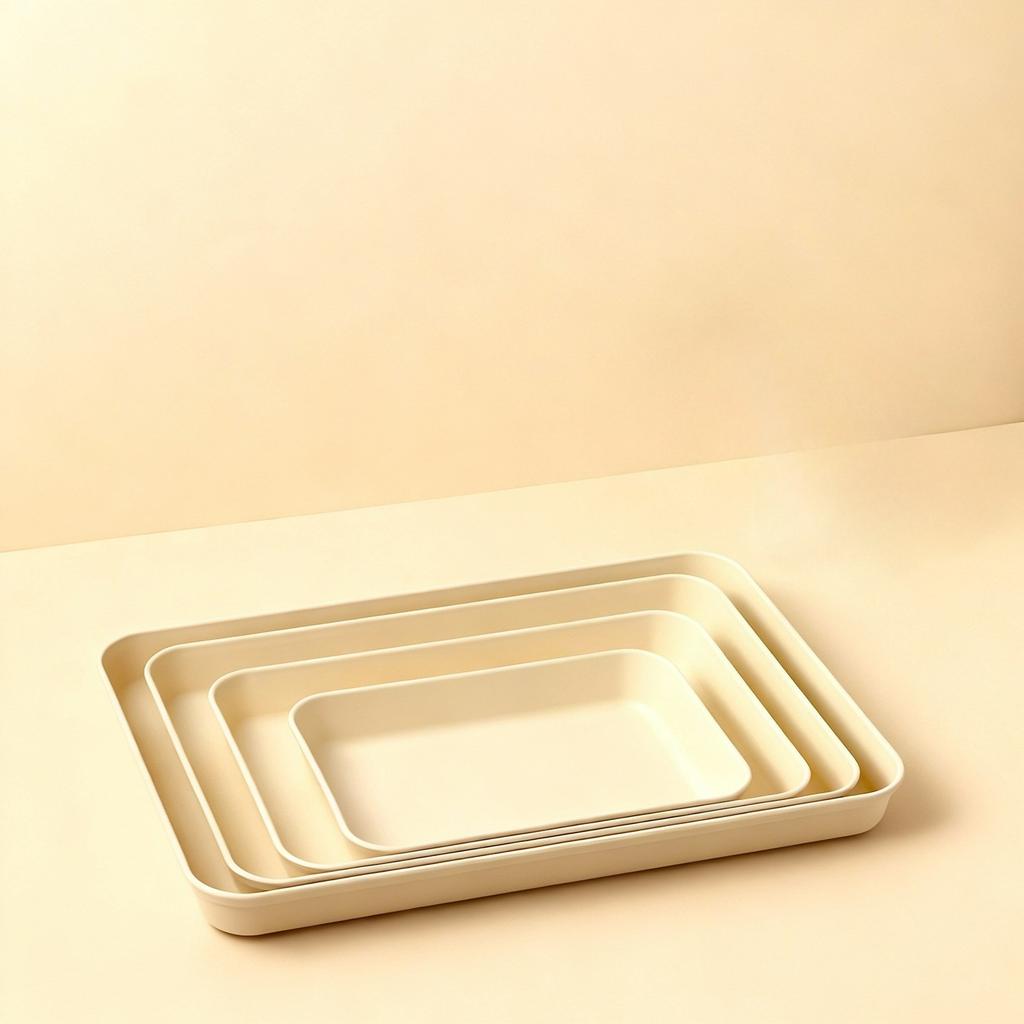 Non-Slip Serving Tray Stackable Food Plate Rectangular Serving Dishes Dishwasher Safe Tea Snack Fruit Trays Kitchen Tableware