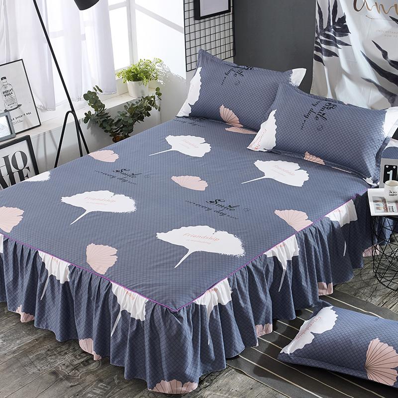 Bed Skirt Anti-dirty Sheet Bedspread Printed Elastic Band Bedclothes Queen King Skin-friendly Beds Protector Bedroom Space Decoration