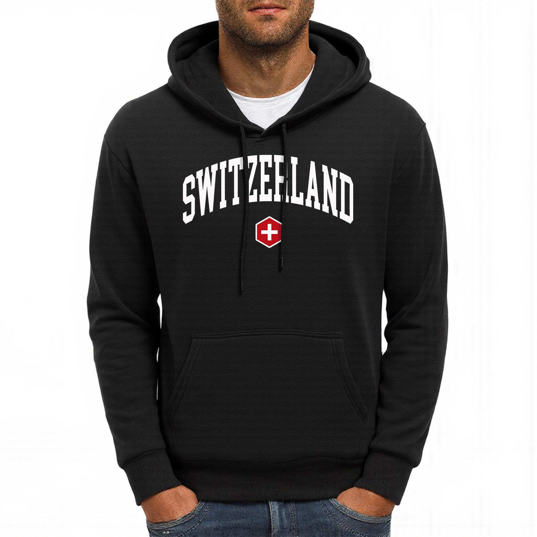 

Switzerland Cross Printing Hoody Men Hip Hop Fleece Hoodies Casual Oversized Man Pullovers Comfortable Pocket Sportswear 3XL