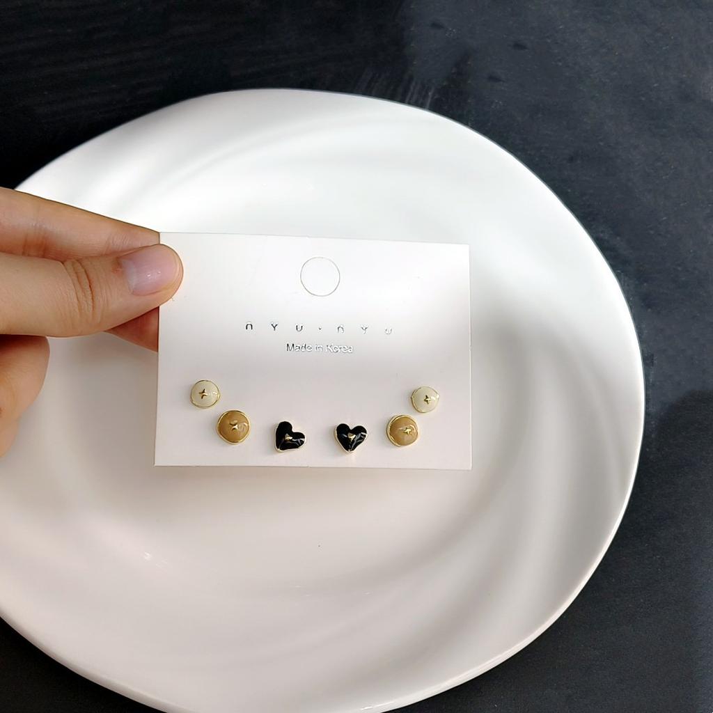 Six-piece set~ Small and delicate oil dripping geometric set, stud earrings 2025 new earrings ins