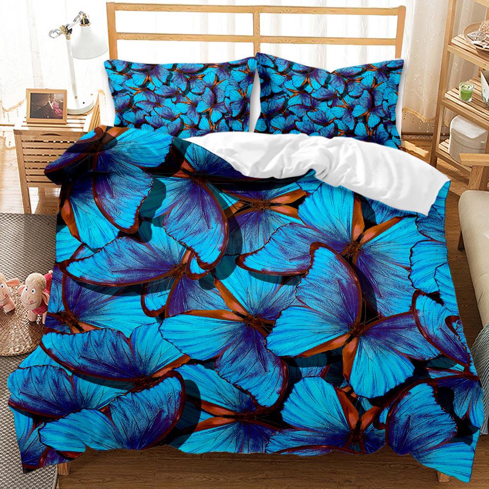 3D Butterfly Themed Bedding Set with Colorful Wing Pillowcases and Duvet Covers 2 or 3 Pieces AU180 * 210 Full Size Home Decoration