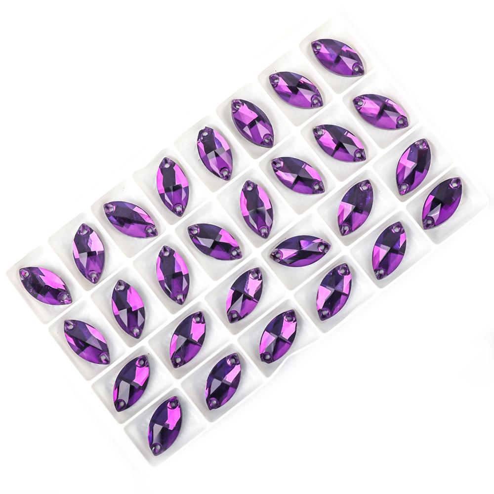 

5Pcs Weichen Flat Bottom Colorful Ab Color Hand-Sewn Horse Eye Drill Glass Flat Button Hand-Sewn Diamond Dress Wedding Dress Accessories 6 * 12Mm 72pcs/bag