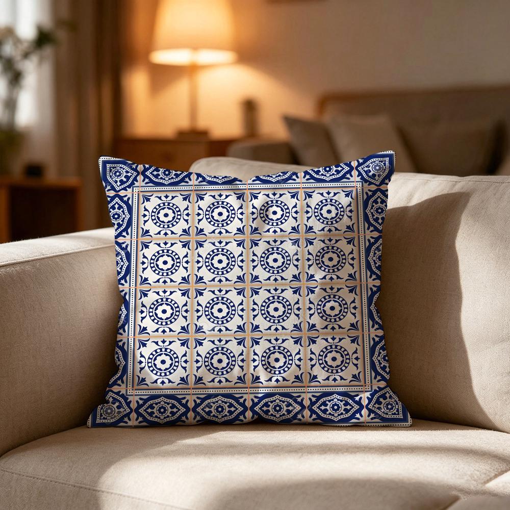 Islamic Tile Pattern Cushion Cover Cushion Cover Soft Washable Pillow Case Multi-Scene For Couch Bed Travel Office Use
