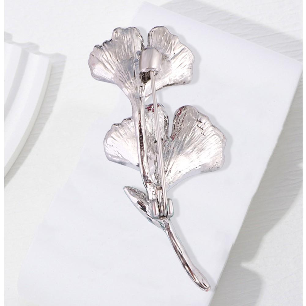 Modne kryształowe broszki z liśćmi miłorzębu dla kobiet luksusowy Design Vintage pełny kryształ górski czerwona broszka przypinki biżuteria prezenty ślubne