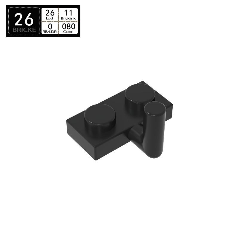 1x2 Plate with One-Sided Upward Handle, Compatible with LEGO 4623 88072