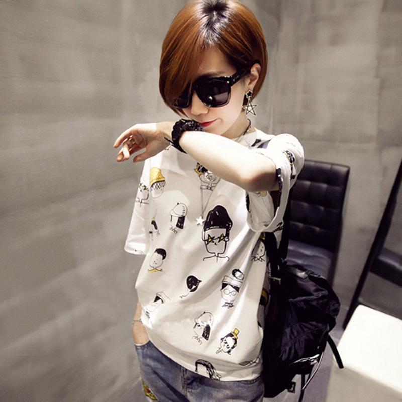 Summer Cartoon Cotton T-Shirt - Short Sleeve Casual for Students