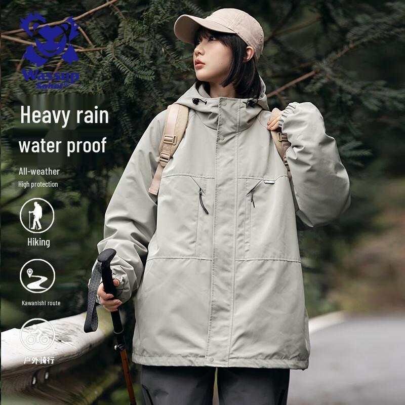 Wassup Sohot Men's 3-in-1 Outdoor Windproof Fleece-Lined Jacket