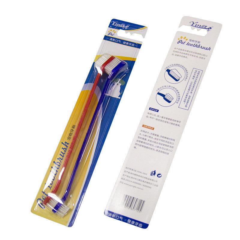 

New Double-Headed Pet Toothbrush Set for Cats & Dogs - 2-Piece, Red/Blue 2 Pieces синий