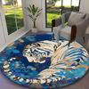 [White Tiger Printed Carpet] Non-slip Office Rug, Cozy Round Carprt for Living Room Use, Soft Home Sofa Chair Mat