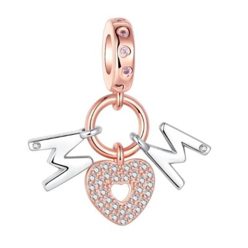 Sparkling Birthstone Charms Copper Heart Key Birthday Pendant Fit Original Necklace Bracelet Women Jewelry Diy Gift