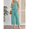 Women Summer Casual Sleeveless Vest Wide Leg Cropped Pants Two Piece Set