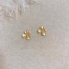 Gold Gardenia Stud Earrings: Retro Matte Flower Design with 925 Sterling Silver for Women