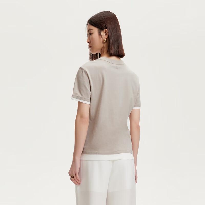 VEROMODA Women's Slim Fit Color Block Round Neck T-Shirt