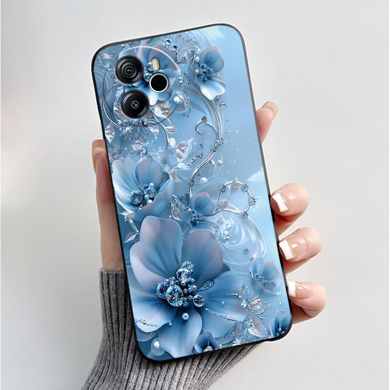 Per Oscal Tiger 12 13 Custodia Moda Farfalla Fiore Nero Morbido Silicone Custodia per Telefono per Blackview Oscal Tiger12 Tiger13 Cover