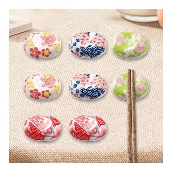 Soramame Bean Chopstick Rests, Japanese Style Ceramic Chopstick Holders, Cute Tableware for Kitchen and Dining, Set of 8