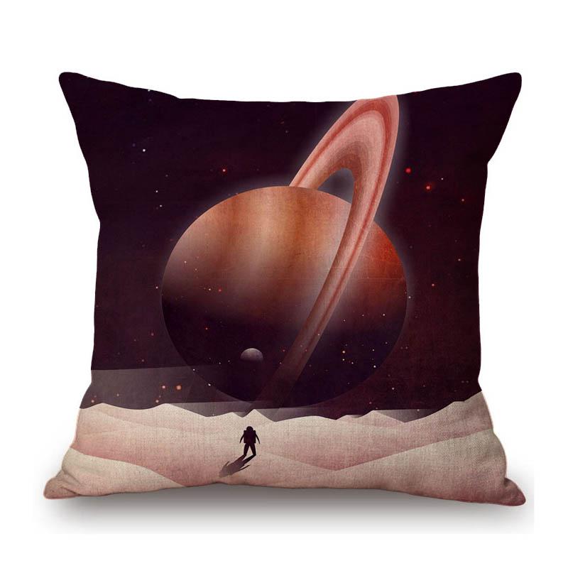 Universe Galaxy Planets Mars Venus Jupiter Astronaut Print Sofa Throw Pillow Cover Restaurant Bookstore Decoration Cushion Cover