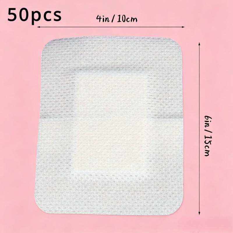 50PCS Self-adhesive Wound Dressings, Blank Dressings, Breathable Edge Gauze Patches, Elastic Transparent Tape Patches