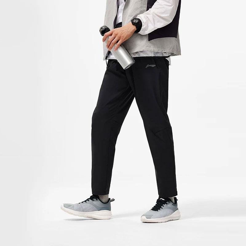 Li Ning Running Series Solid Color Straight Leg Reflective Quick Dry Cool Knitted Sports Pants Men Bottoms Black AYKU377-1