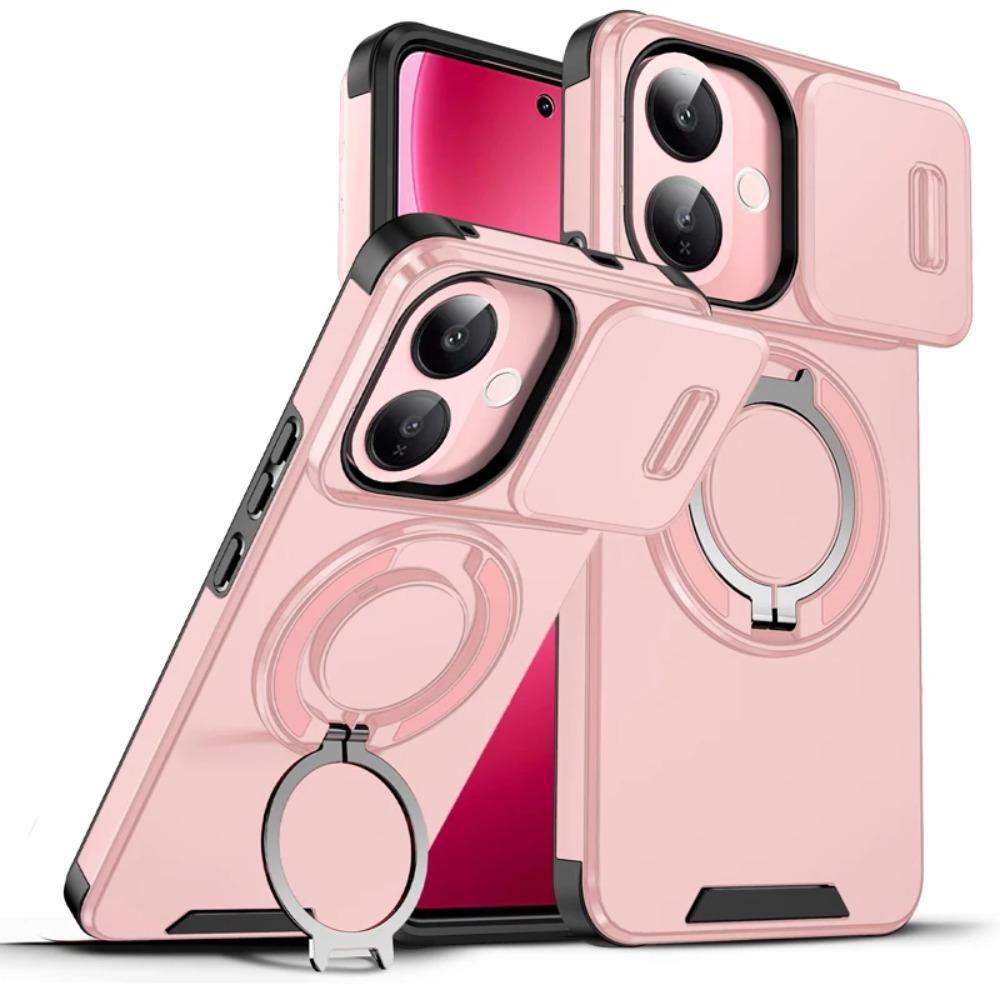 Heavy Duty Car Magnetic Metal Ring Bracket Phone Case For VIVO V60 Lite 5G Shockproof Rugged Armor Slide Camera Protective Cover