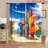 2D flat printing 2pcs Curtain Colorful Playground Slides Sunny Sky Digital Printed Polyester Drapes Festive Wall Decor Use for